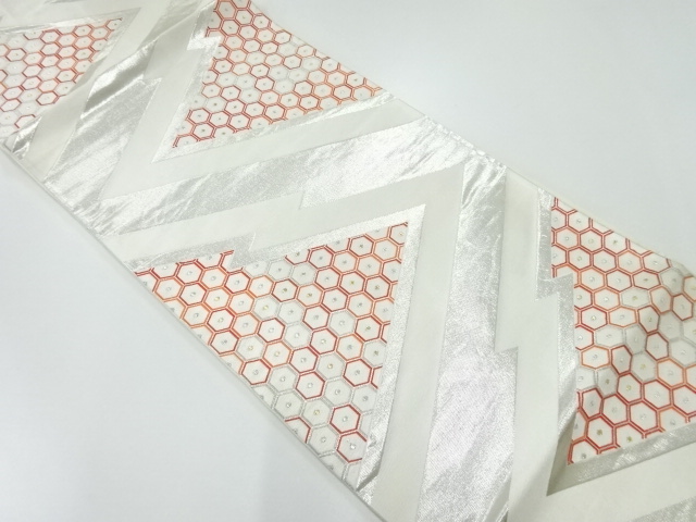 アンティーク　亀甲繋ぎに抽象模様織出し袋帯（材料）